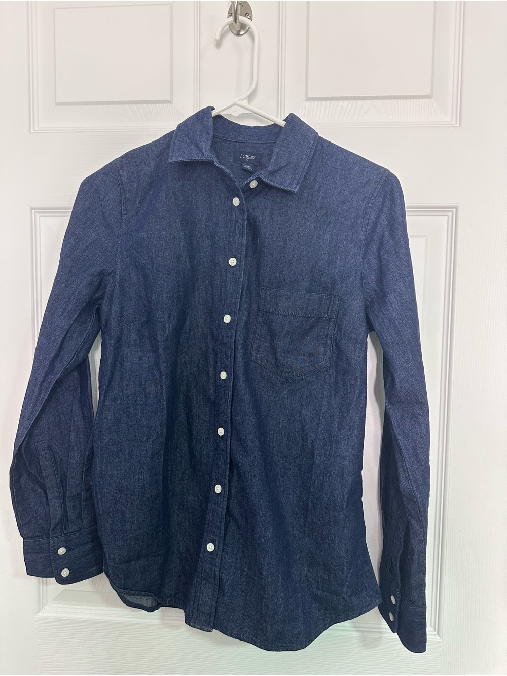 J.Crew Dark Wash Chambray Denim Button-Down Shirt